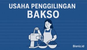poster persegi panjang melebar Usaha Penggilingan Bakso ada tulisan Bisniz.id kecil